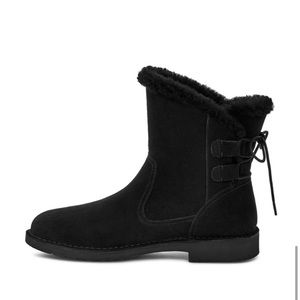 NEW UGG Naiyah Boots Womens 9 Black Suede Wool Ankle Boot
